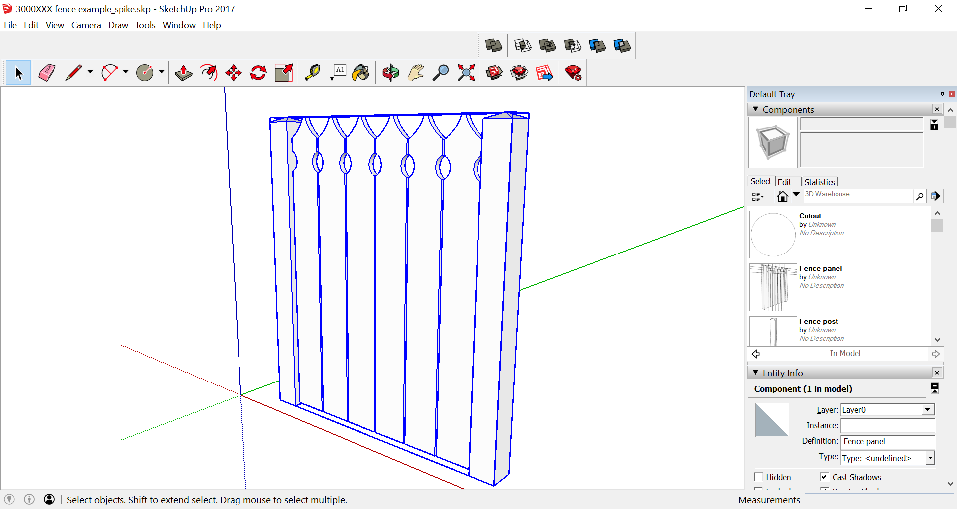 Después de editar una definición de un componente de SketchUp, haz clic fuera del contexto para ver tus cambios.