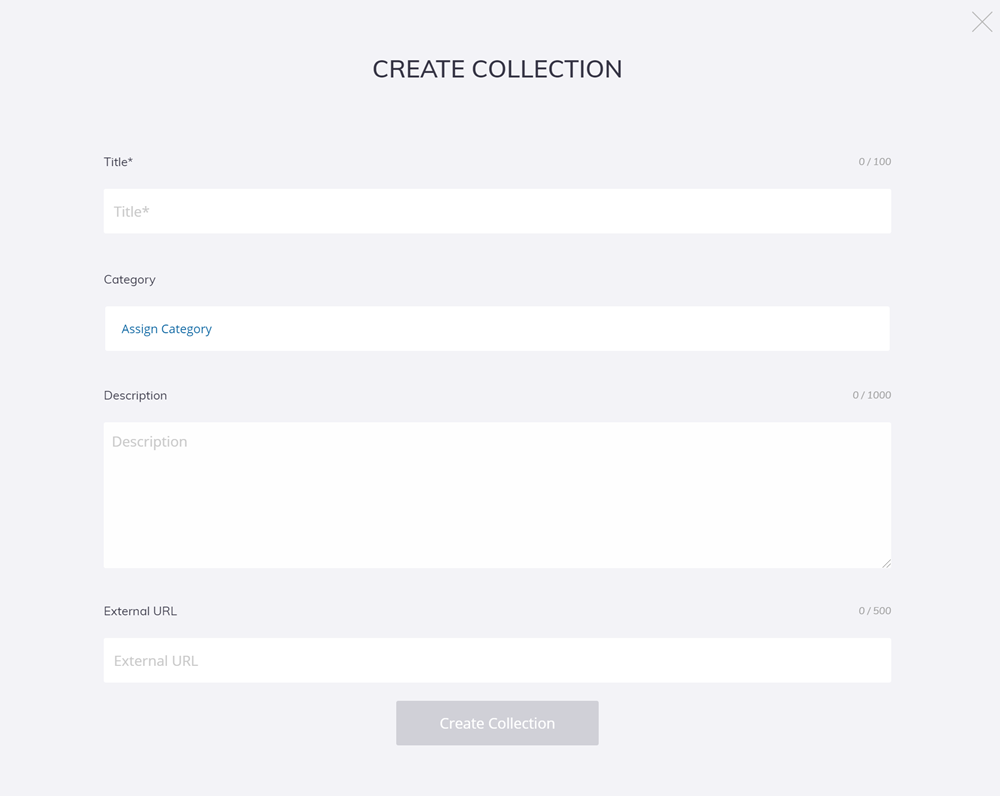 Start a new collection in 3D Warehouse on the Create a Collection page