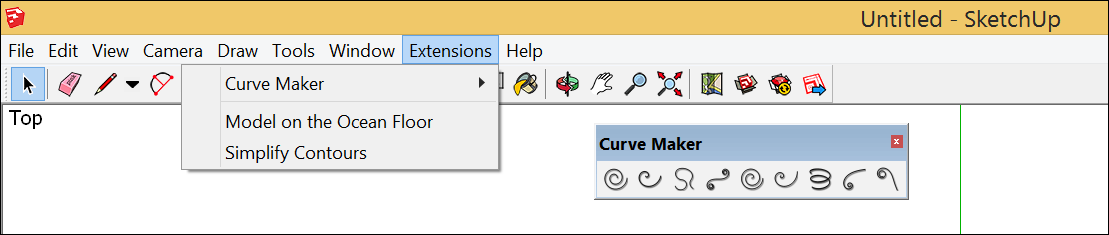 To start using a SketchUp extension, select it from the Extensions menu