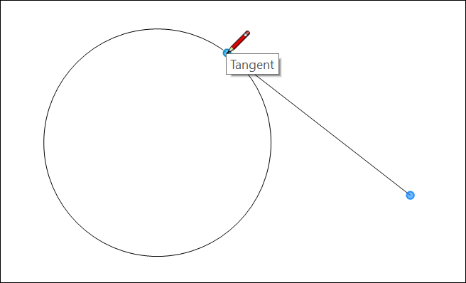 In LayOut, use the Tangent point inference to place a line precisely at a tangent