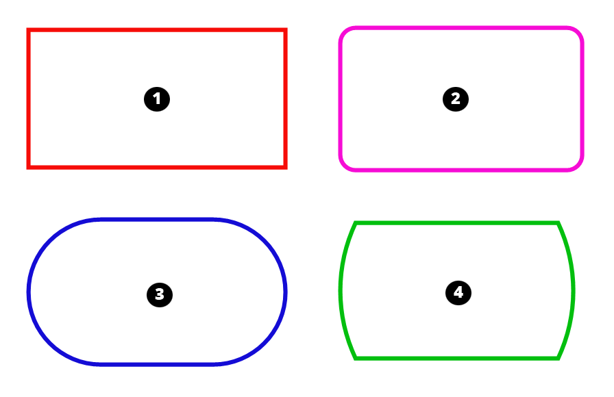 The different rectangle tools apply effects to the rectangle lines or corners