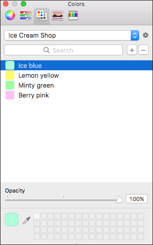 On the Color Palettes tab in LayOuts Colors panel, you can create a custom color palette.