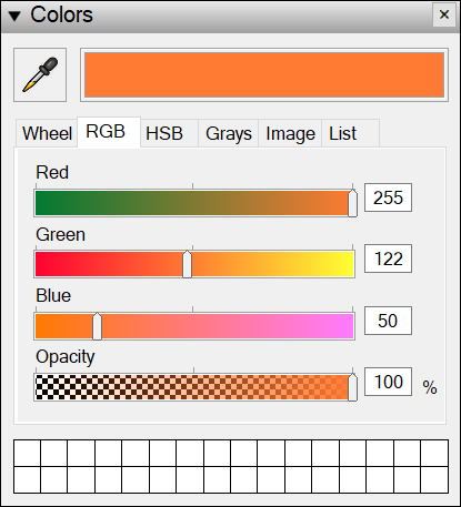 Drag the sliders or type a value to select precise RGB color values for your LayOut document.