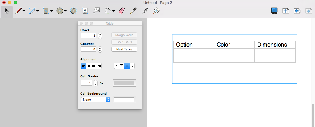 In LayOut for Mac OS X, you can insert tables into a text box.