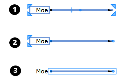 In LayOut, a label entity selection box has three different states.