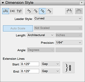 LayOut の Dimension Style (寸法スタイル) パネル