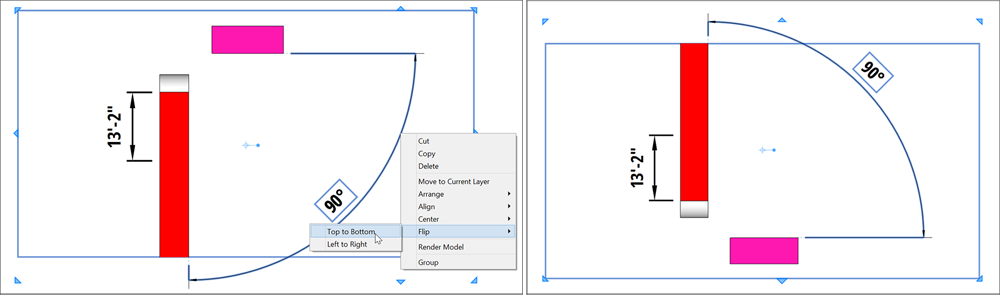 LayOut enables you to easily flip any entity from top to bottom or from left to right