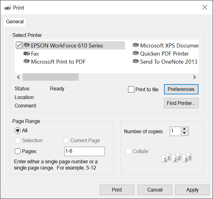 Cuadro de diálogo Imprimir de LayOut para Microsoft Windows