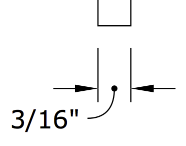 LayOut verschiebt Text automatisch auf die Außenseite der Abmessung, wenn die Abmessungslinien zu klein sind.