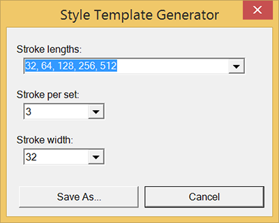 The Style Template Generator dialog box in Microsoft Windows