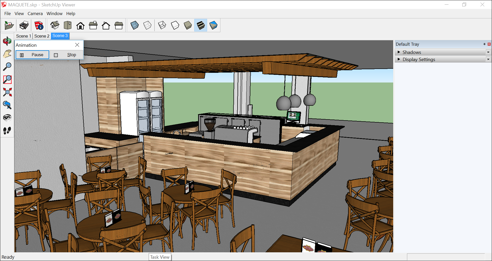 SketchUp Desktop Viewer enables you to play an animation