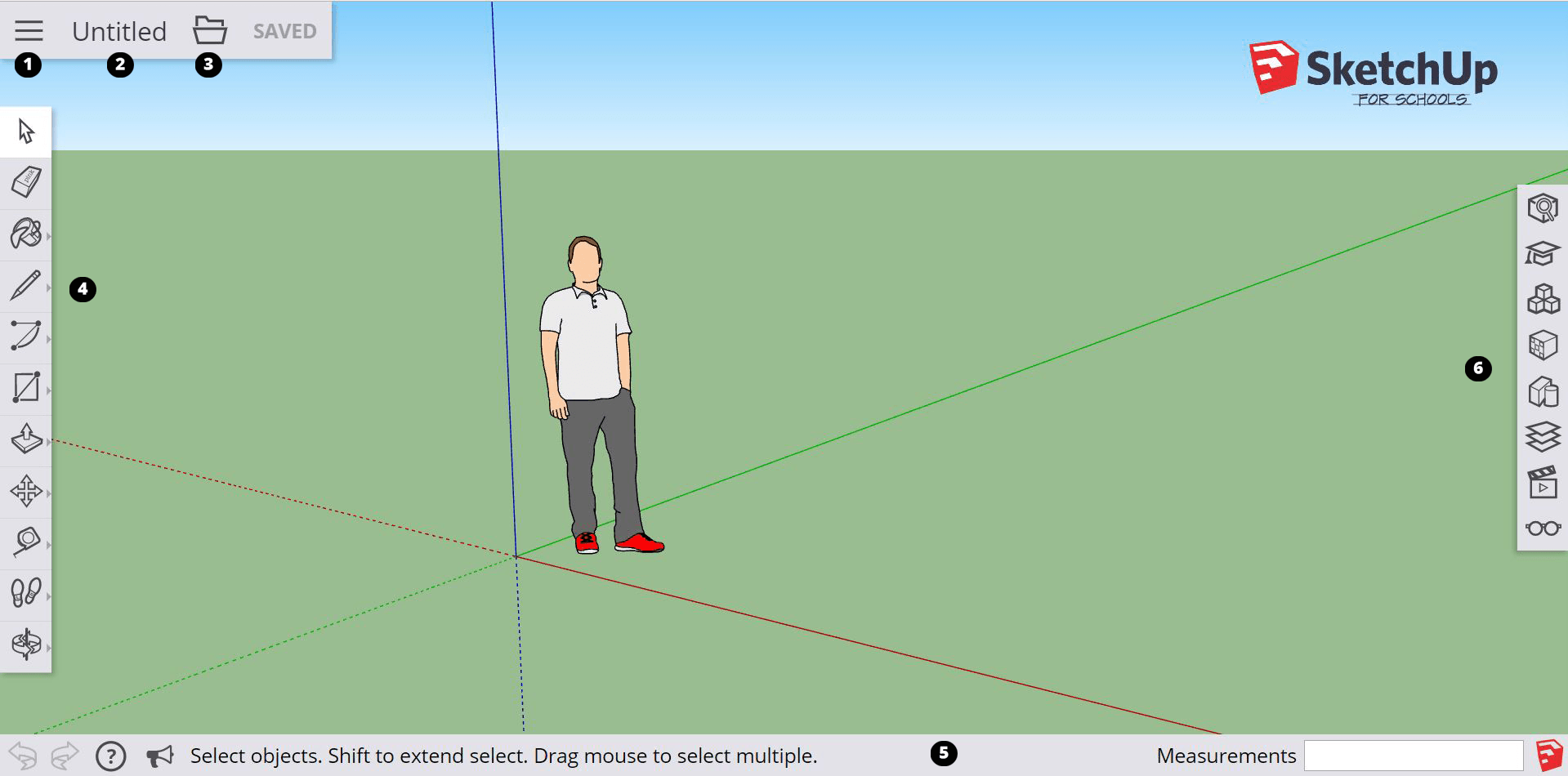 The modeling interface in SketchUp for Schools